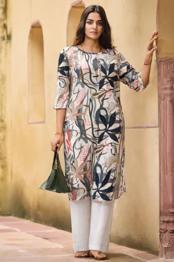 evava flower kurti blue125