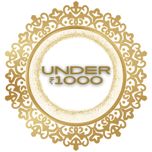 a gold circular frame with a black background